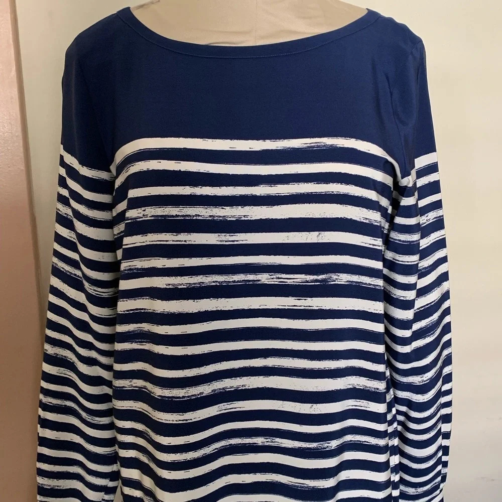 VINCE NWT Marker Stripe Long Sleeve Silk Dress - Picture 6 of 8